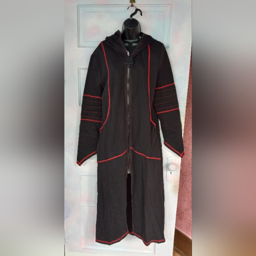 Killstar unisex occult robe hooded jacket duster w/red stitching goth- SOLD@host - Picture 4 of 13